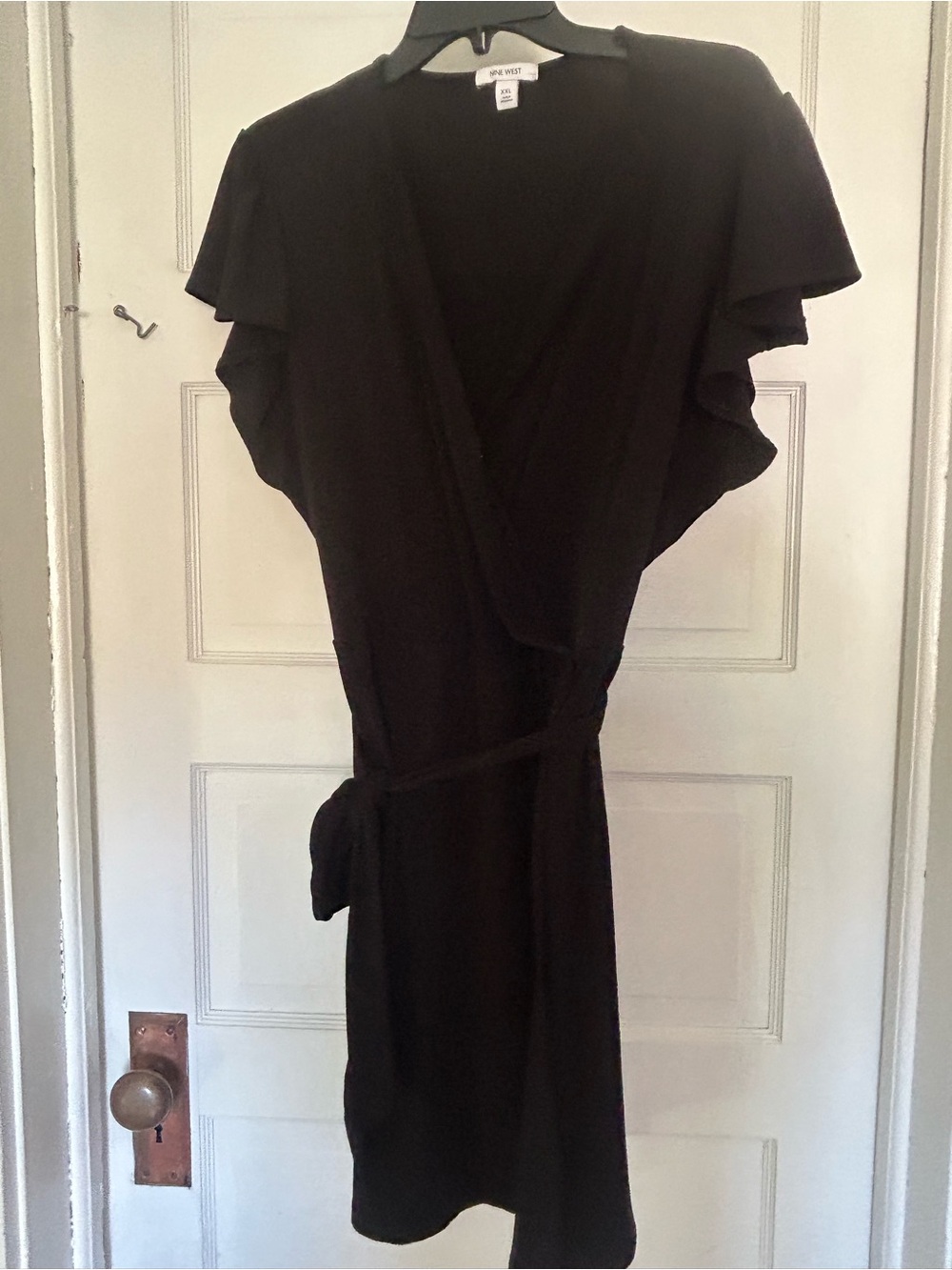 Nine West Black Wrap Dress with Flutter Sleeves